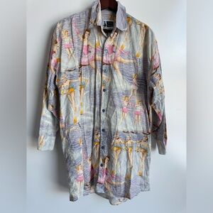 The Cat's Pajamas Vintage Women Water Skiing Small Button Down Shirt 100% Cotton